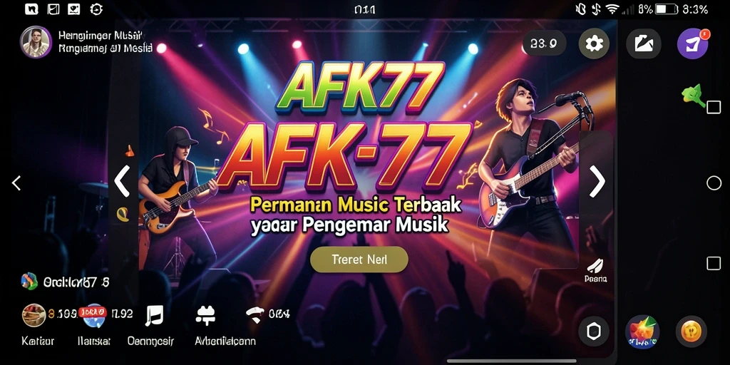 Screenshot gameplay AFK77 menunjukkan aksi bermain musik yang seru.