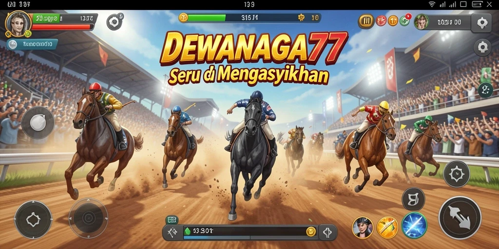 Tampilan gameplay menarik di DEWANAGA77 saat balapan di trek yang menantang.