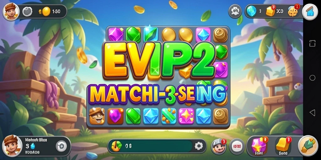 Tangkapan layar dari gameplay Match-3 yang seru di EVIP2.