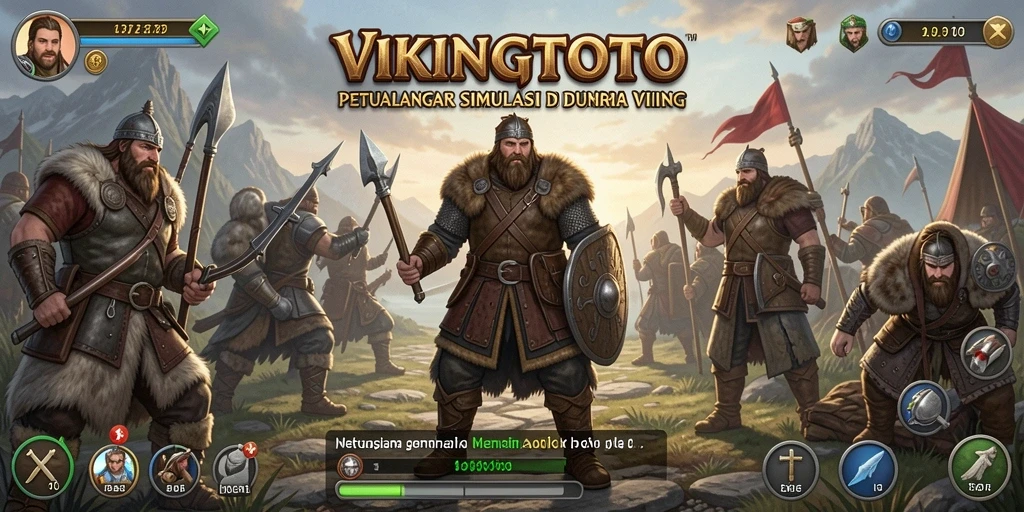 Screenshot dari gameplay seru VIKINGTOTO yang menampilkan aksi simulator Viking.