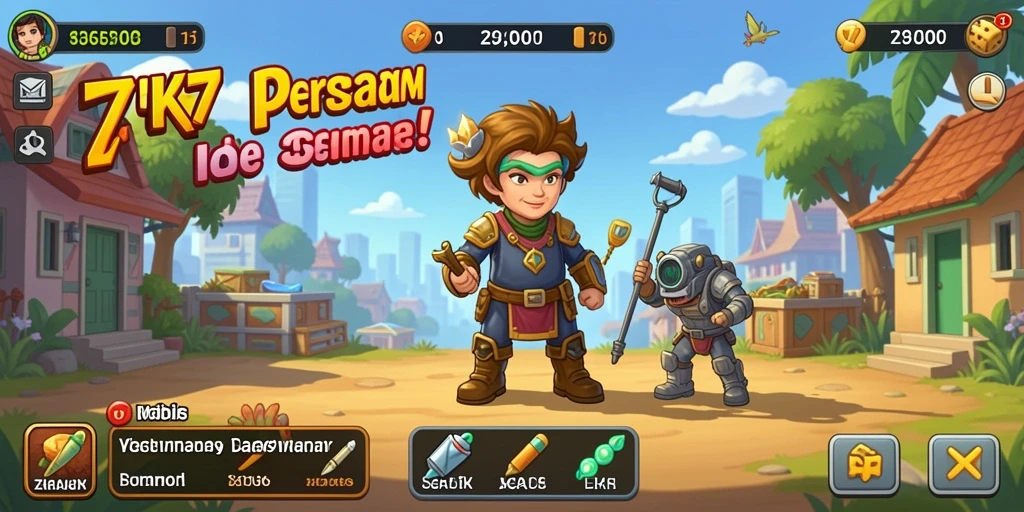 Screenshot gameplay ZK7 menunjukkan suasana santai dan seru.